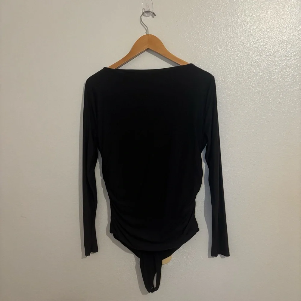 Abercrombie & Fitch Black Ruched Long Sleeve Bodysuit Size XL - Picture 4 of 9